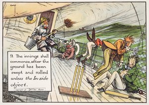 The innings shall commence after the ground has been swept and rolled unless the In-side object, from 